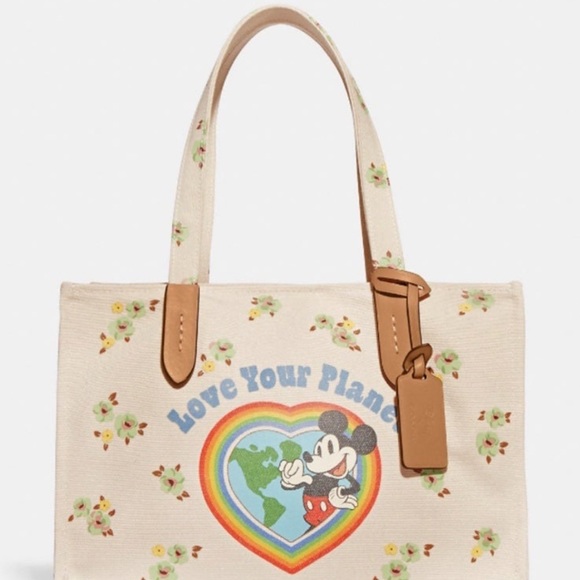 Coach x Disney Floral Mickey Recycled Canvas Tote Bag - Picture 8 of 10